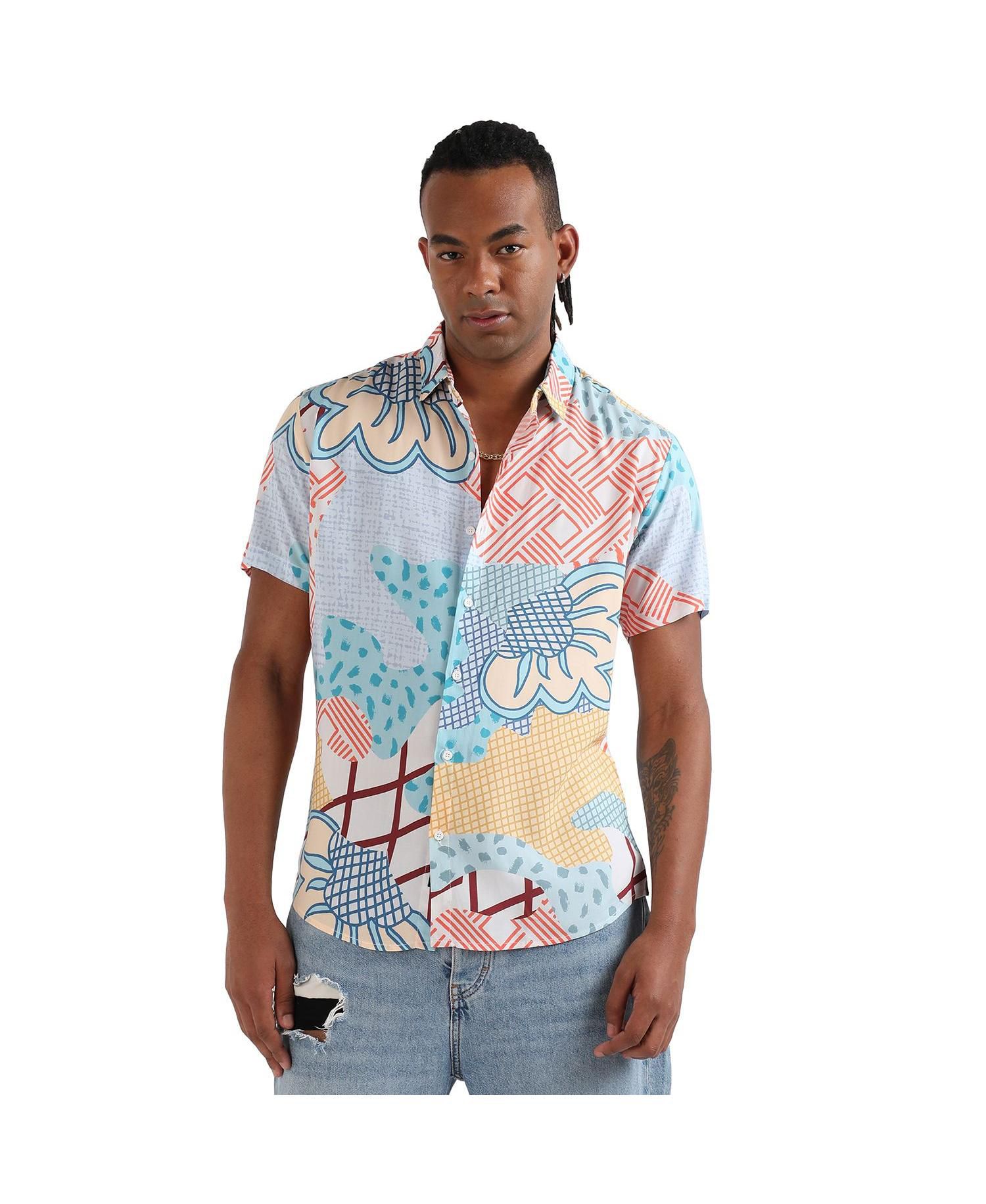Men's Abstract Patch Shirt