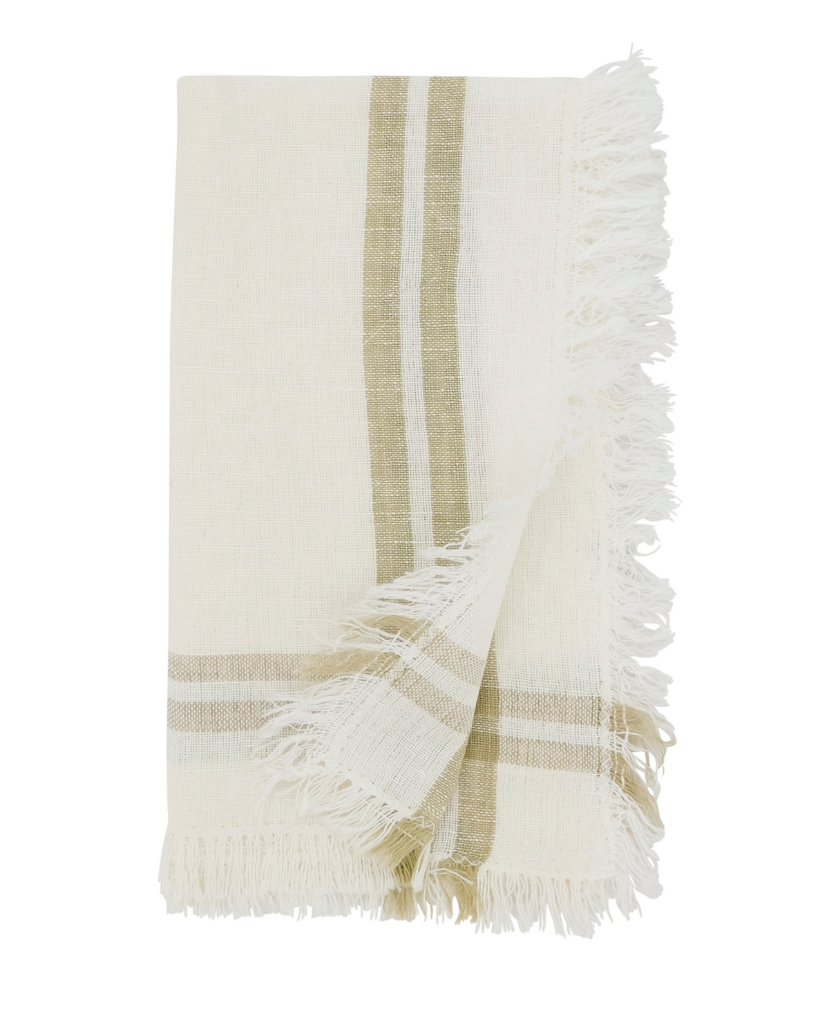 Saro Lifestyle Trendy Fringed Stripe Napkin Set Of 4, 20"x20" In Natural
