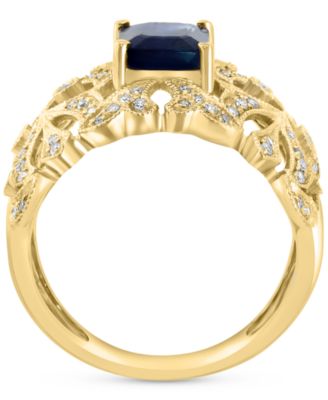 EFFY&reg; Sapphire (1-1/2 ct. t.w.) & Diamond (3/8 ct. t.w.) Openwork Filigree Statement Ring in 14k Gold
