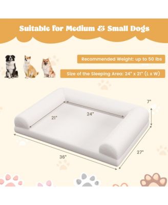 Orthopedic Dog Bed Medium Small Dogs with 3-Side Bolster Non-Slip Bottom Zippers