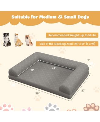 Orthopedic Dog Bed Medium Small Dogs with 3-Side Bolster Non-Slip Bottom Zippers