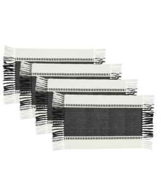 Tassel Trimmed Stripe Placemat Set of 4, 14"x20"