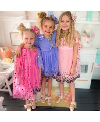 Toddler Girls Lavender Confetti Short Sleeve Tutu Dress