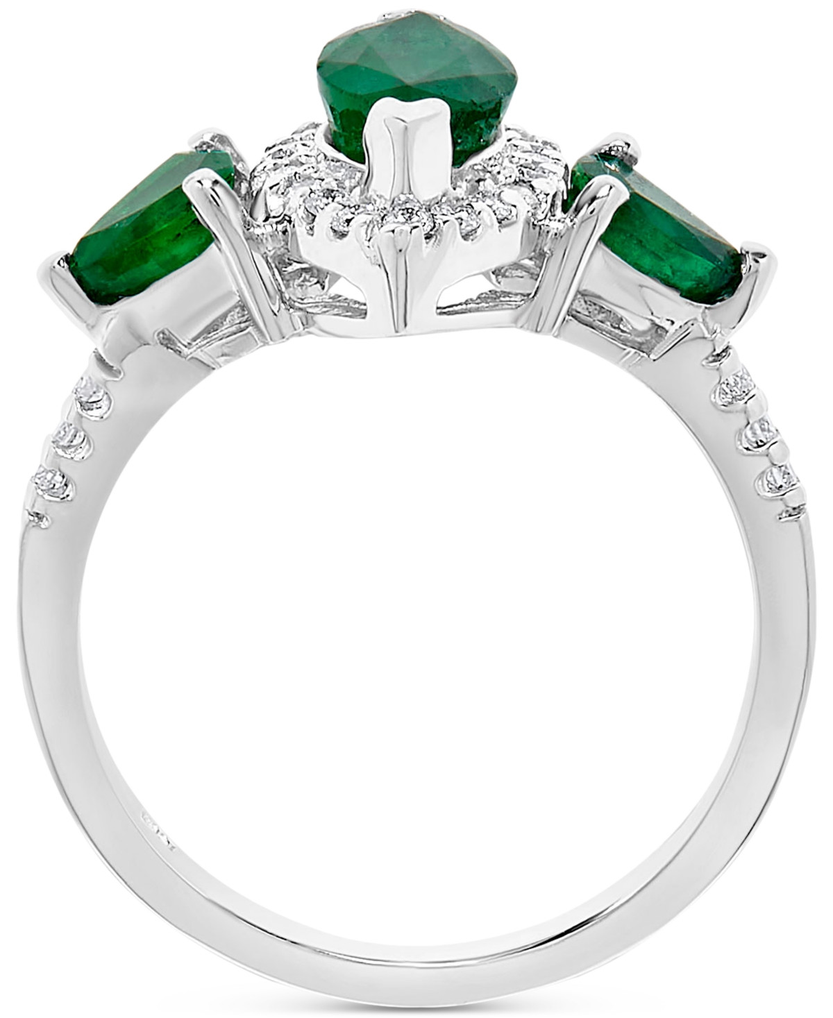 (2 ct. t.w.) & Diamond (1/5 ct. t.w.) Marquise Halo Statement Ring in 14k White Gold - Emerald