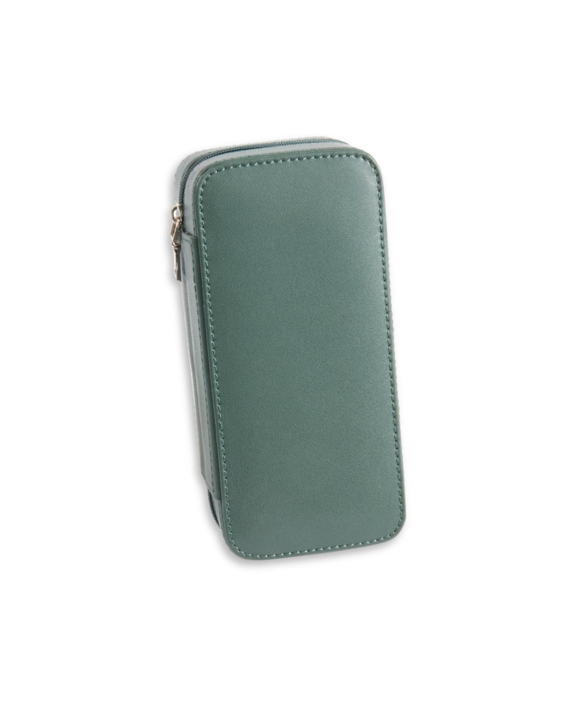 Bey-berk Leather Two Watch Travel Case With Form Fit Compartments, Center Divider To Prevent Watches From Tou In Green