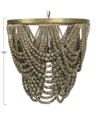 2-Tier Draped Wood Bead Chandelier