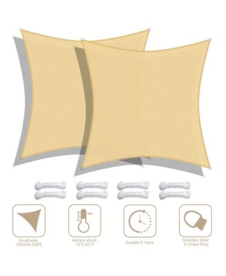 2 Pack 16x16 Ft 97% UV Block Square Sun Shade Sail Canopy Outdoor Patio Poolside