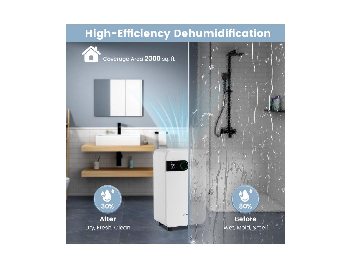 Slickblue 32 Pints Dehumidifier With Sleep Mode And 24H Timer For Home Basement -- White