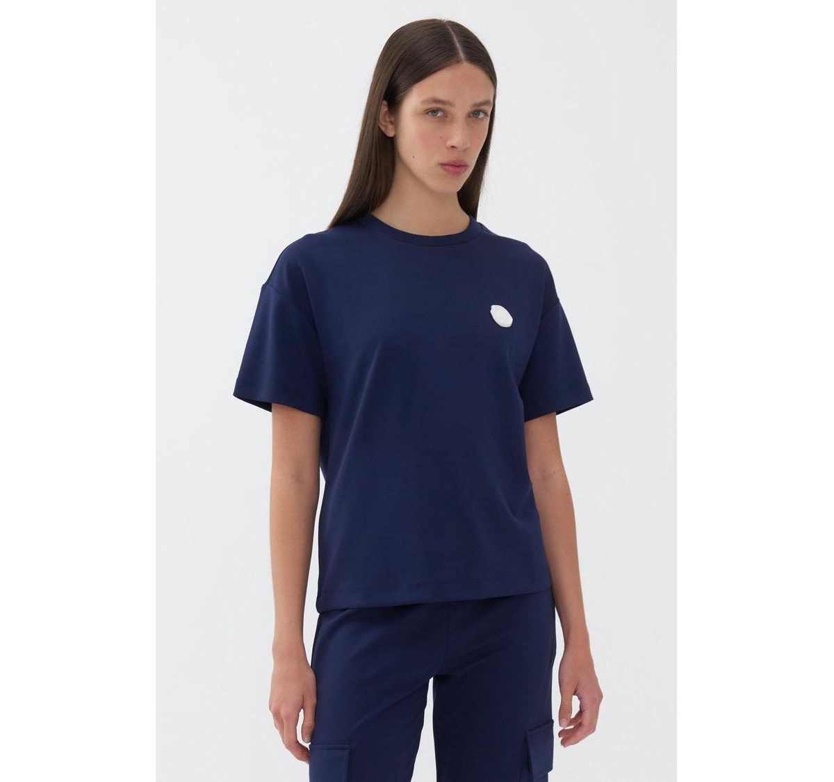Women's Logo Designed Basic T-shirt - Dark beige