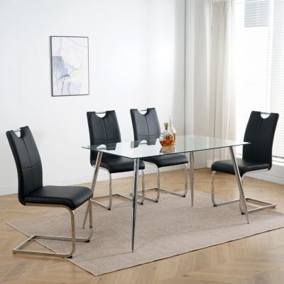 Set of 4 Modern Faux Leather Dining Chairs