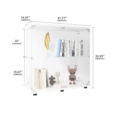 2-Shelf Glass Display Cabinet