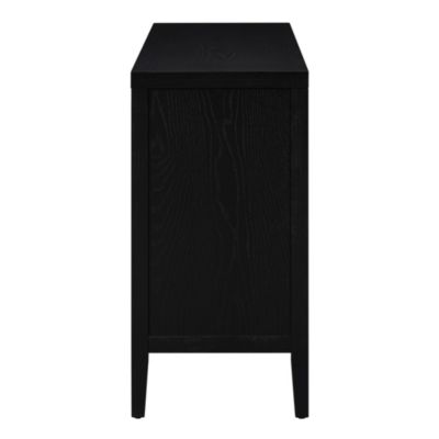60" Rubber Wood, Acacia & MDF Retro Grooves, Metal Handles, Adjustable Shelves Sideboard Cabinet
