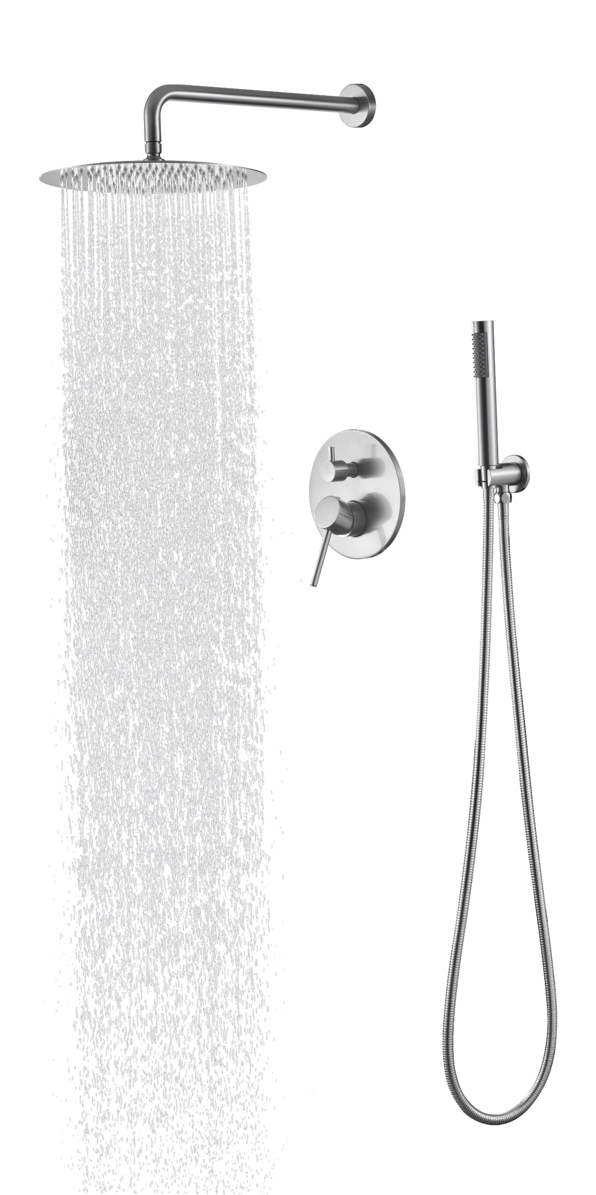 Shower System, Wall Mounted Shower Faucet Set For Bathroom With High Pressure 10 Stainless - Silver