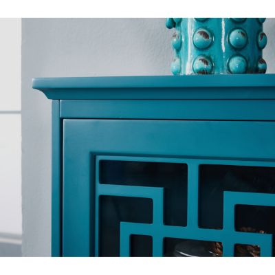  Teal Sideboard Buffet Table with 2 Doors, Adjustable Shelves