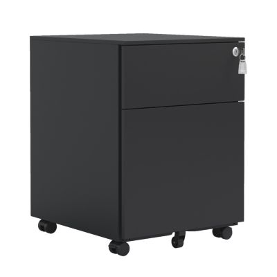 Mobile File Cabinet with Lock, Fully Assembled, Black