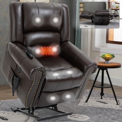 Streamdale Heavy Duty Leather Recliner with Heat & Massage