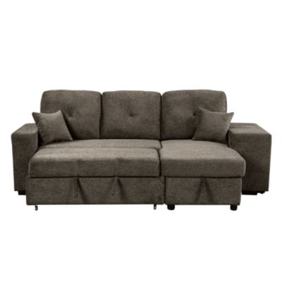  Knox Charcoal Sectional Sofa Bed with Storage Chaise