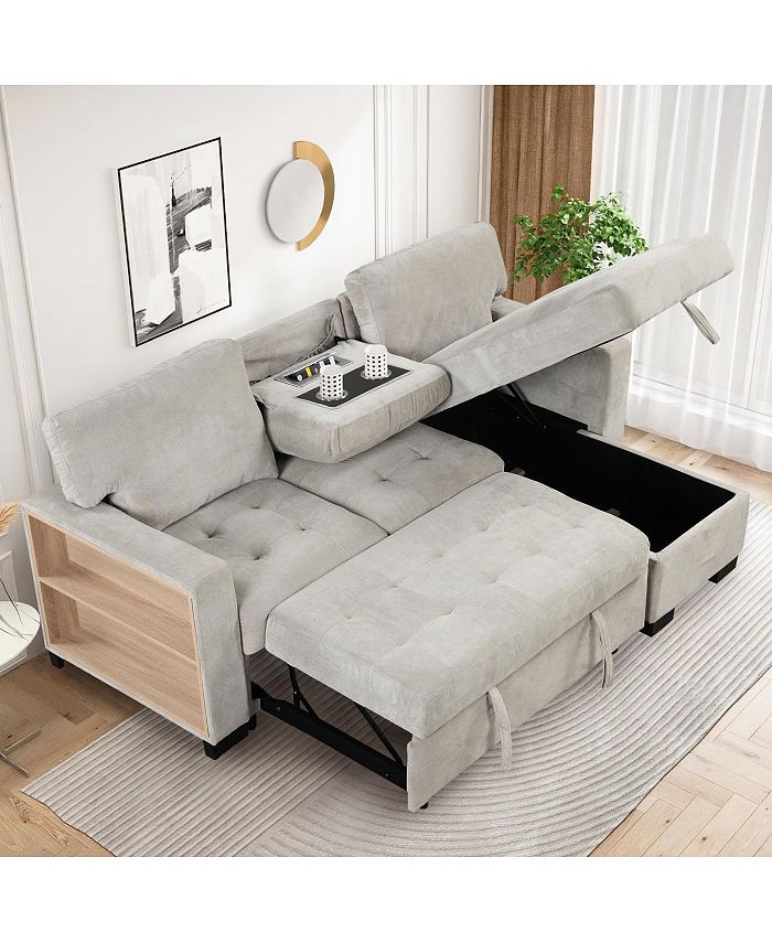 Simplie Fun Multifunctional Chaise Lounge with Storage and USB Charge