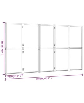 5-Panel Room Divider Black 137.8"x70.9"