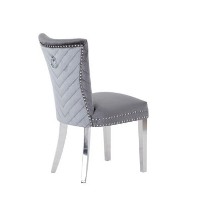 2 Pc  Velvet Fabric & Stainless Steel  Modern Finish  Chair