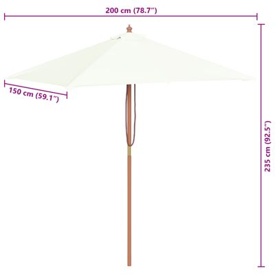 Outdoor Parasol with Wooden Pole 59.1"x78.7" Sand