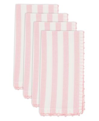 Lively Pompom Border Striped Napkin Set of 4,20"x20"