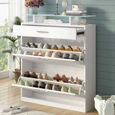 Streamdale Slim Entryway Organizer with Shoe Storage and LED Light