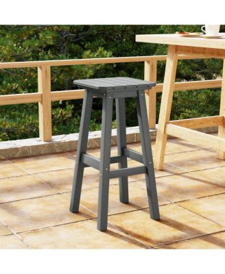 29" HDPE Outdoor Patio Square Backless Bar Stool