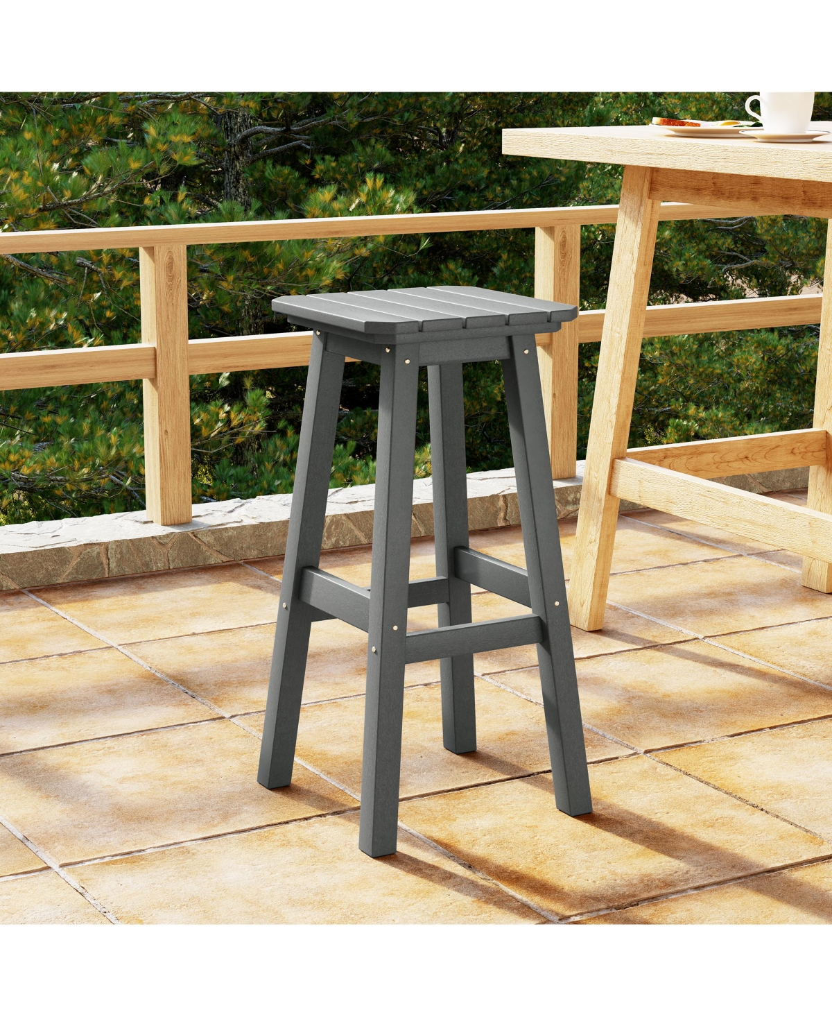 WestinTrends 29" Hdpe Outdoor Patio Square Backless Bar Stool