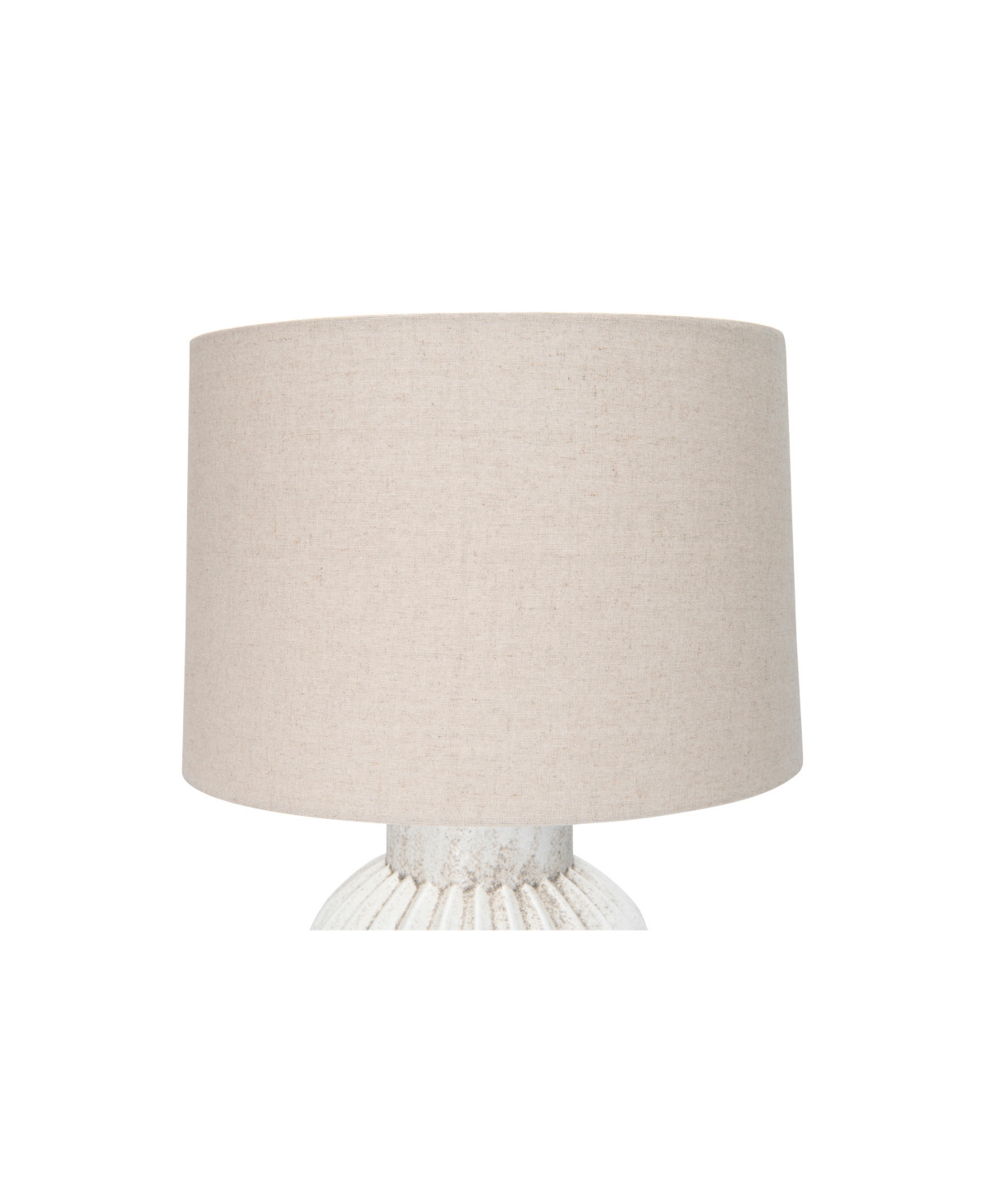 Storied Home Fluted Terra-cotta Table Lamp With Linen Shade Distressed White In Grey