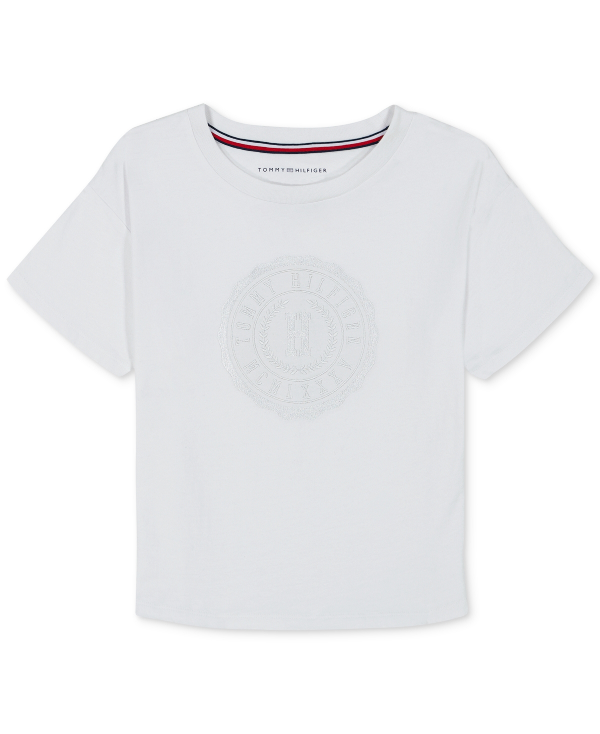 Tommy Hilfiger Big Girls Embroidered Crest Short-Sleeve Boxy T-Shirt