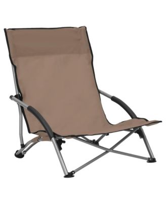 Folding Beach Chairs 2 pcs Taupe Fabric