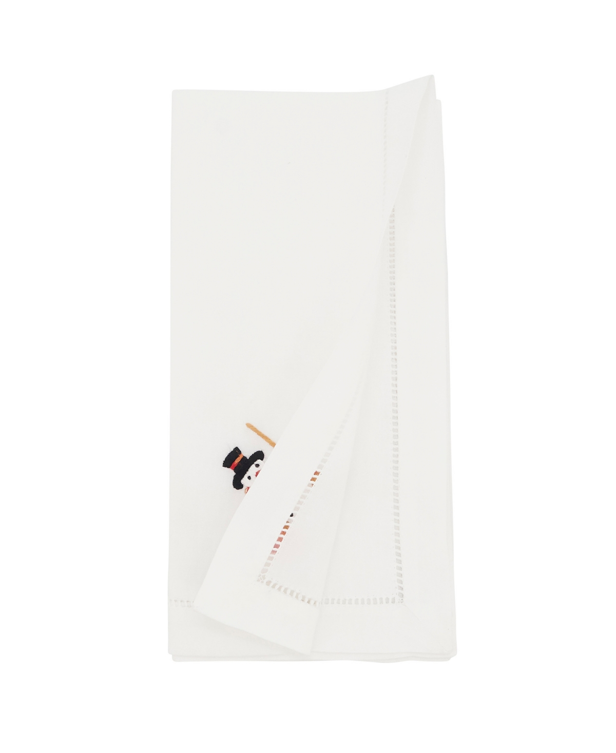 Saro Lifestyle Frosty Embroidered Snowman Napkin Set Of 6, 20"x20" In White