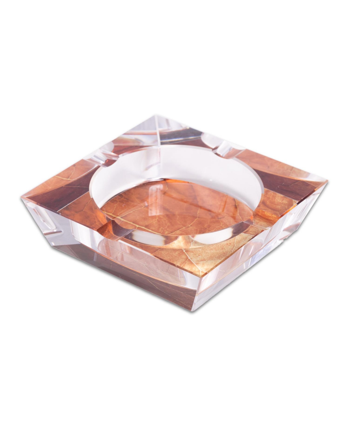 Bey-berk Tobacco Leaf Design Crystal Ashtray With Four Cigar Rests In No Color