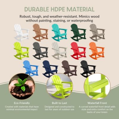 3 Piece set Outdoor Patio Poly Adirondack rocking chairs with side table