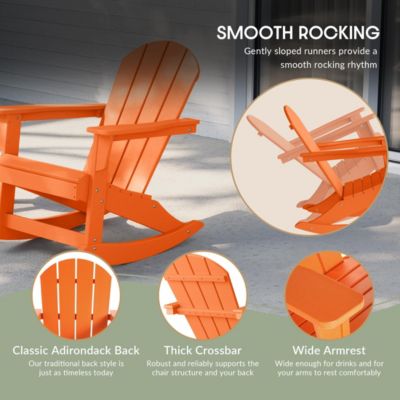 3 Piece set Outdoor Patio Poly Adirondack rocking chairs with side table