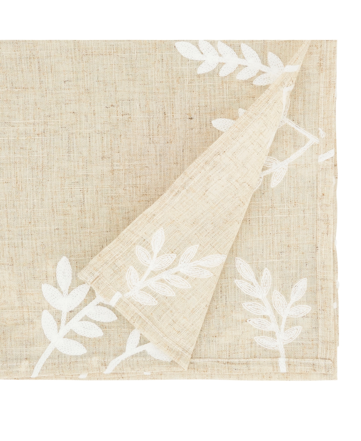 Saro Lifestyle Foliage Embroidery Table Runner, 16"x72" In Natural
