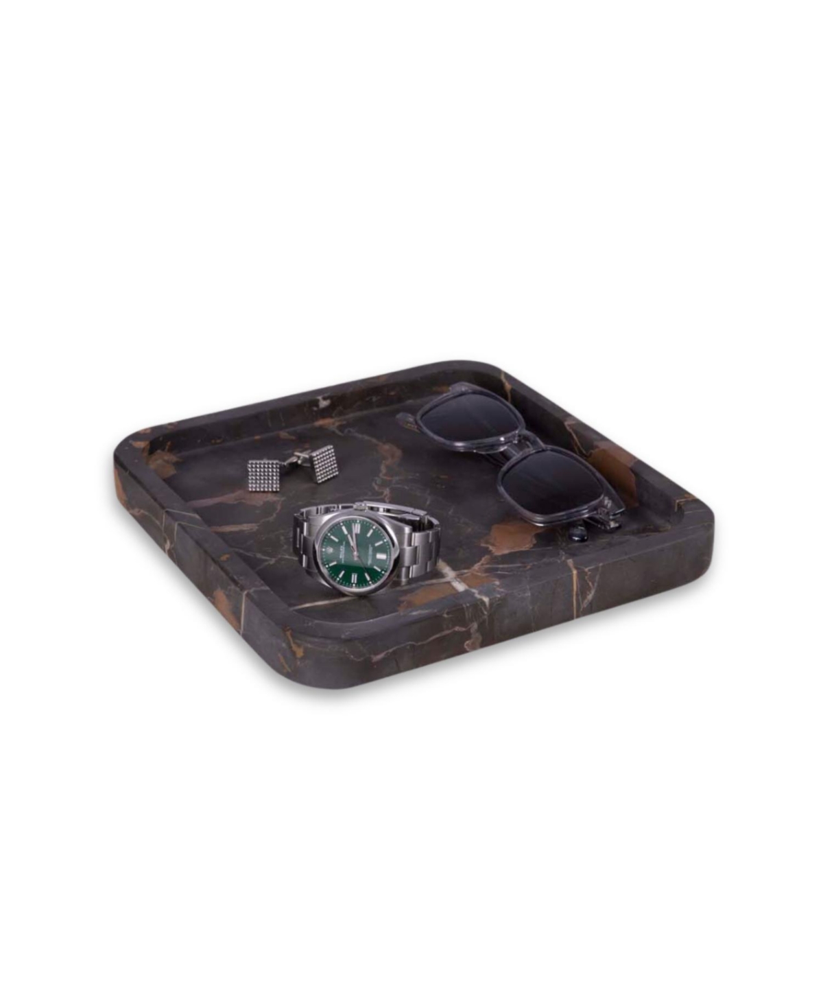 Bey-berk Genuine Marble Catch-all Tray In Brown