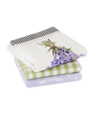 Cotton Kitchen Towel Set Lightweight Fast-Drying Dish Towels, 18x28", Lavender Bouquet, 3 Piece