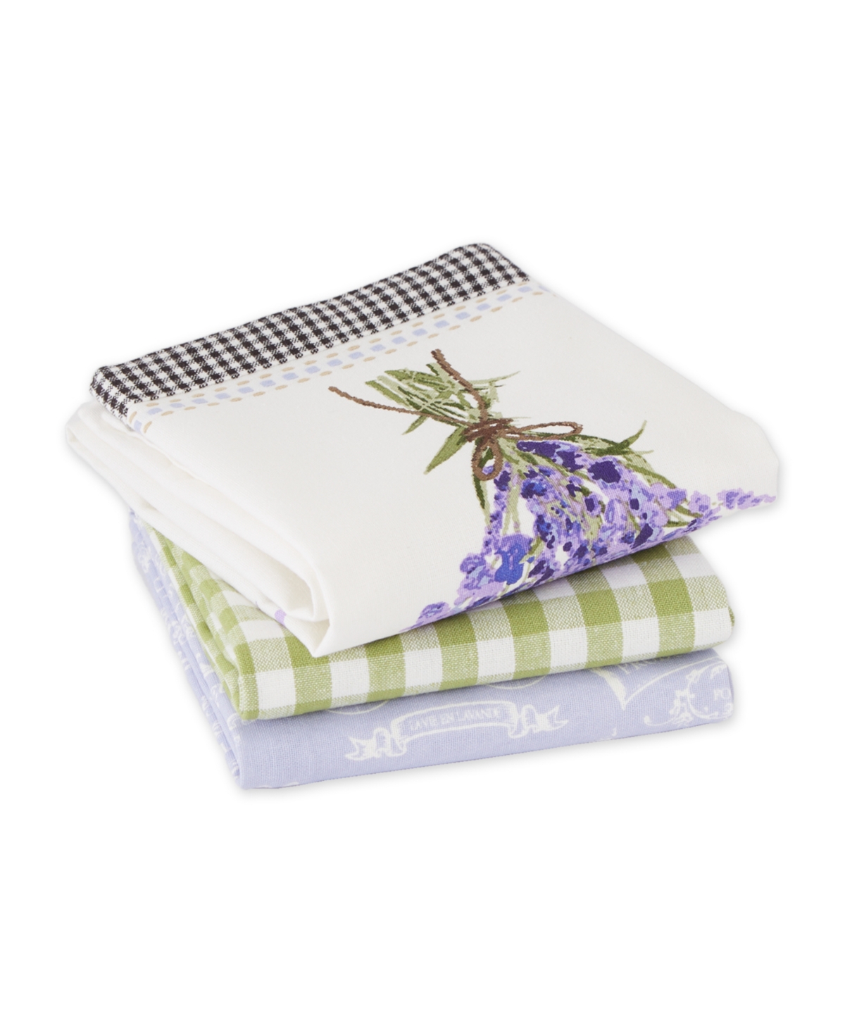Design Imports Cotton Kitchen Towel Set Lightweight Fast-drying Dish Towels, 18x28", Lavender Bouquet, 3 Piece In Lavender Bouquet