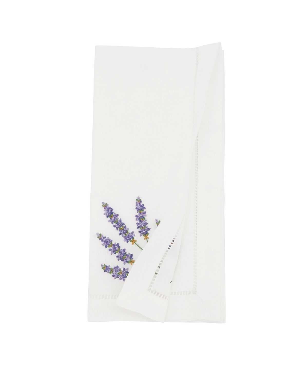 Saro Lifestyle Garden Bliss Embroidered Lavender Napkin Set Of 6, 20"x20" In White