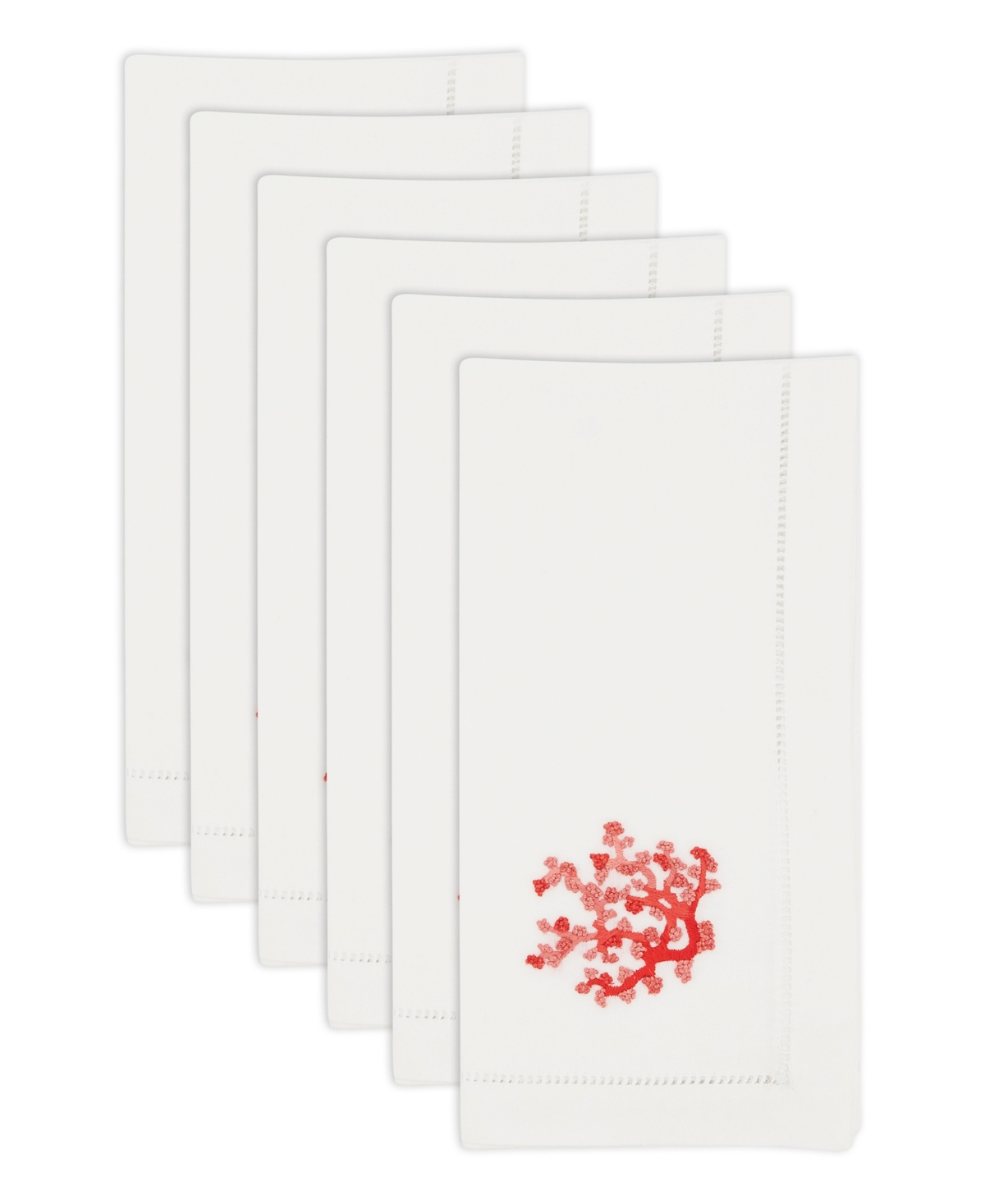 Saro Lifestyle Underwater Fantasy Embroidered Coral Napkin Set of 6, 20