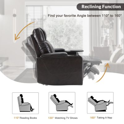 1 Pc  Upholstered Fabric  Power Motion, USB Charging, Arm Storage  Recliner Chair