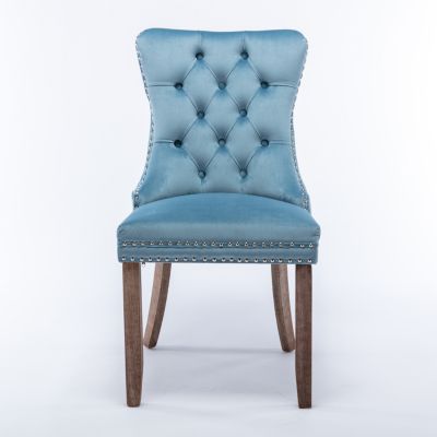 Modern Velvet Dining Chairs 2-PCS Set, Light Blue