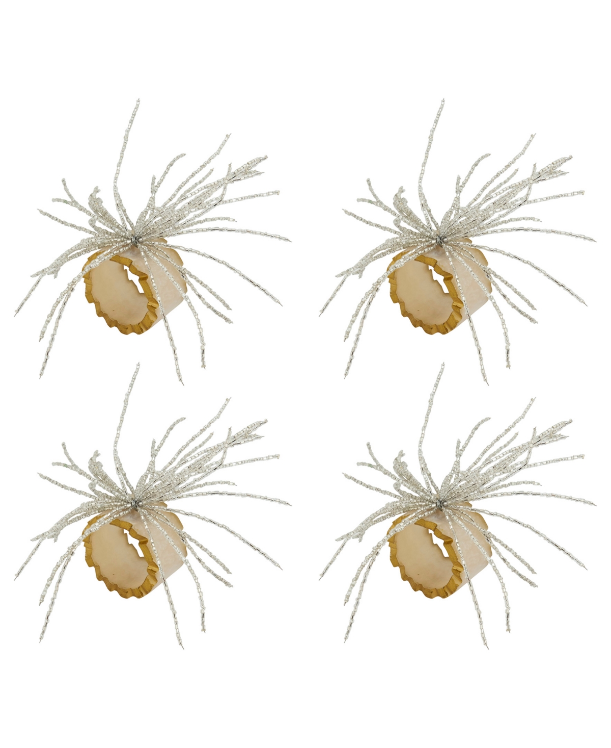 SARO LIFESTYLE BEAD-EMBELLISHED RESIN NAPKIN RING SET OF 4 