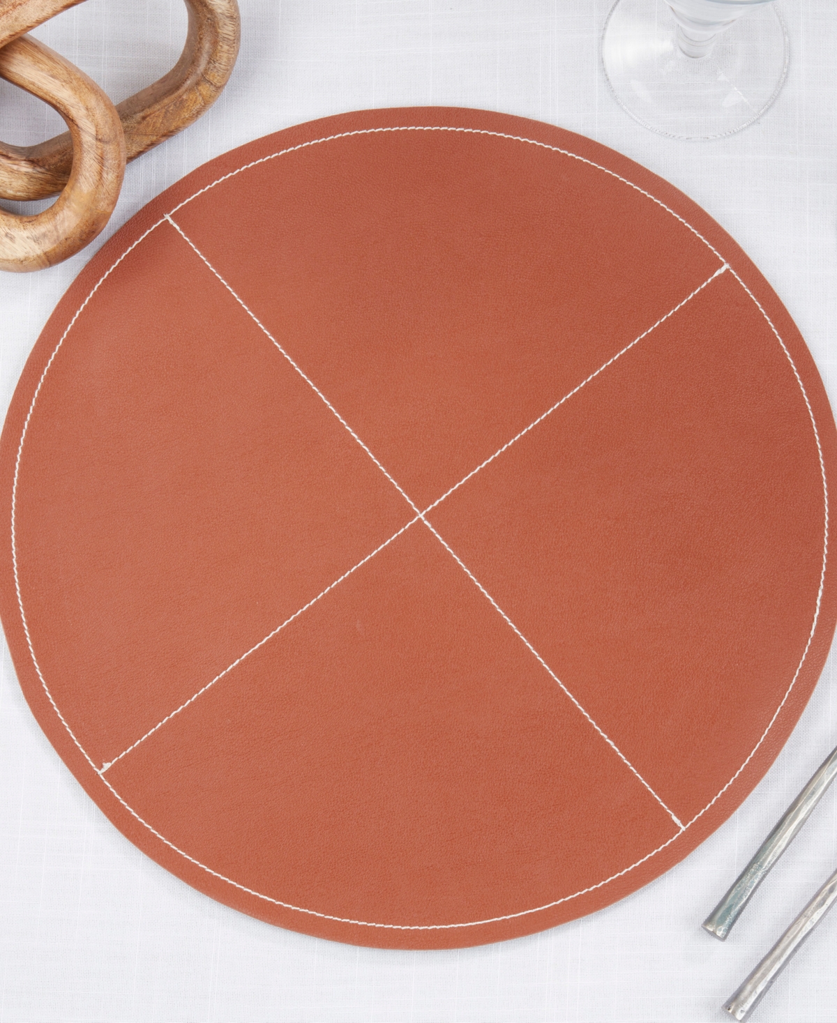 Saro Lifestyle Pu Leather Luxe Placemat Set Of 4,15"x15" In Slate