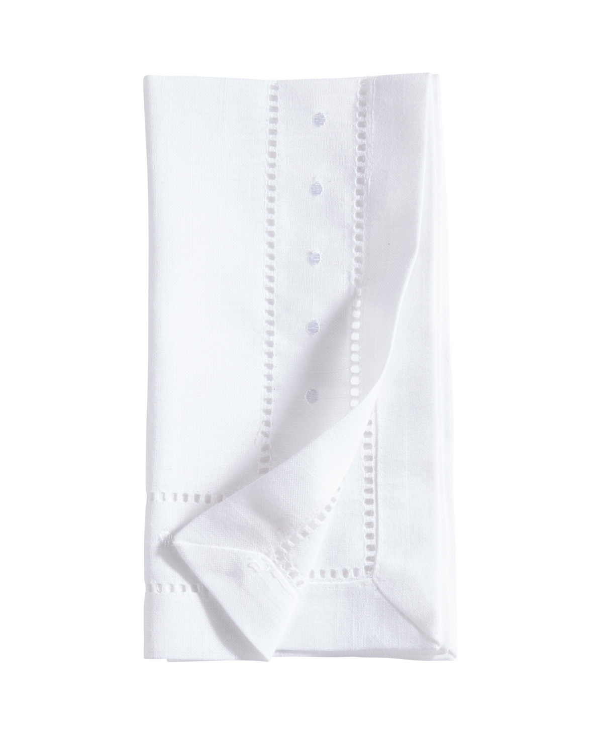 Saro Lifestyle Classic Hemstitch With Embroidered Border Dinner Napkin Set Of 12, 20"x20" In White