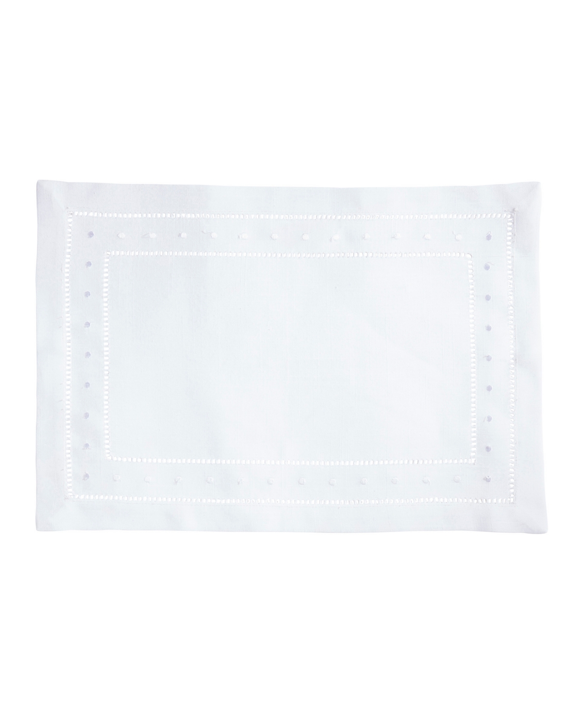 Saro Lifestyle Classic Hemstitch With Embroidered Border Placemat Set Of 12, 14"x20" In White