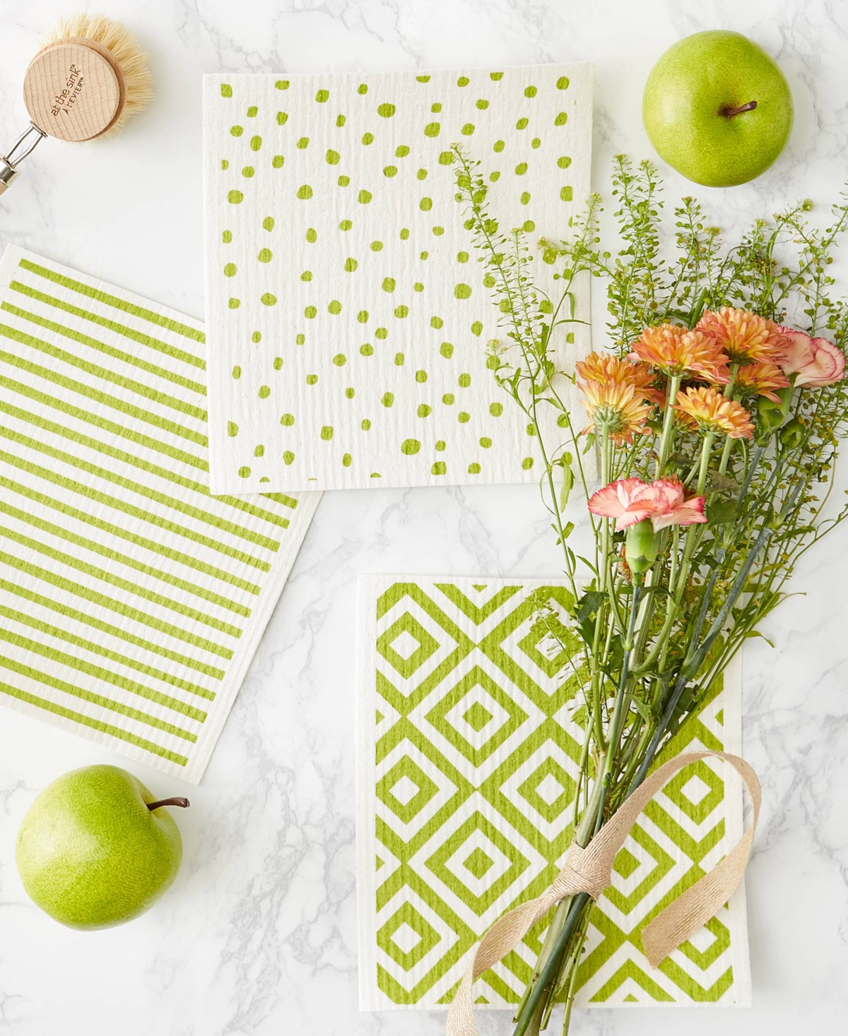 Design Imports Swedish Dishcloths For Kitchen Cleaning, Machine Washable Dishwasher Safe, 7.75 X 6.75", Avocado Whi In Avocado White