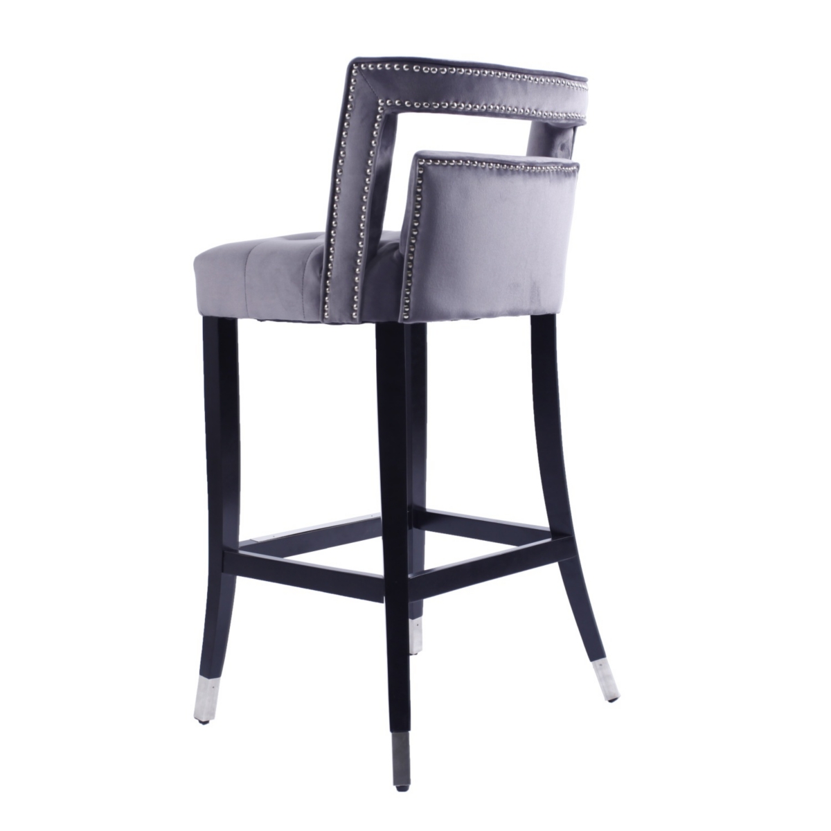 Streamdale Furniture Suede Velvet Barstool With Nailheads Dining Room Chair 2 Pcs Set - 30 Inch Seater Height